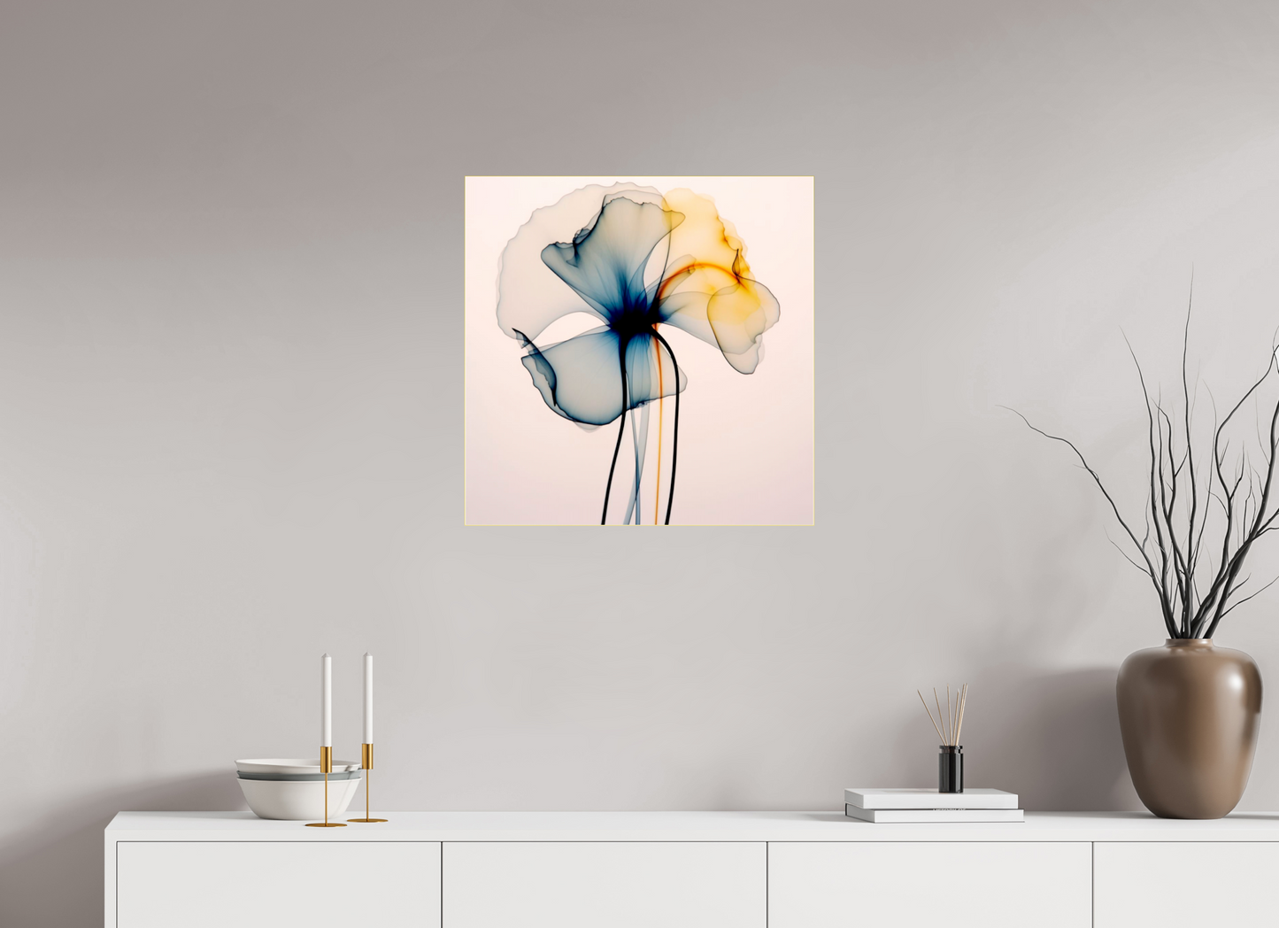 'Dreams of Floral Light' behind Plexiglass