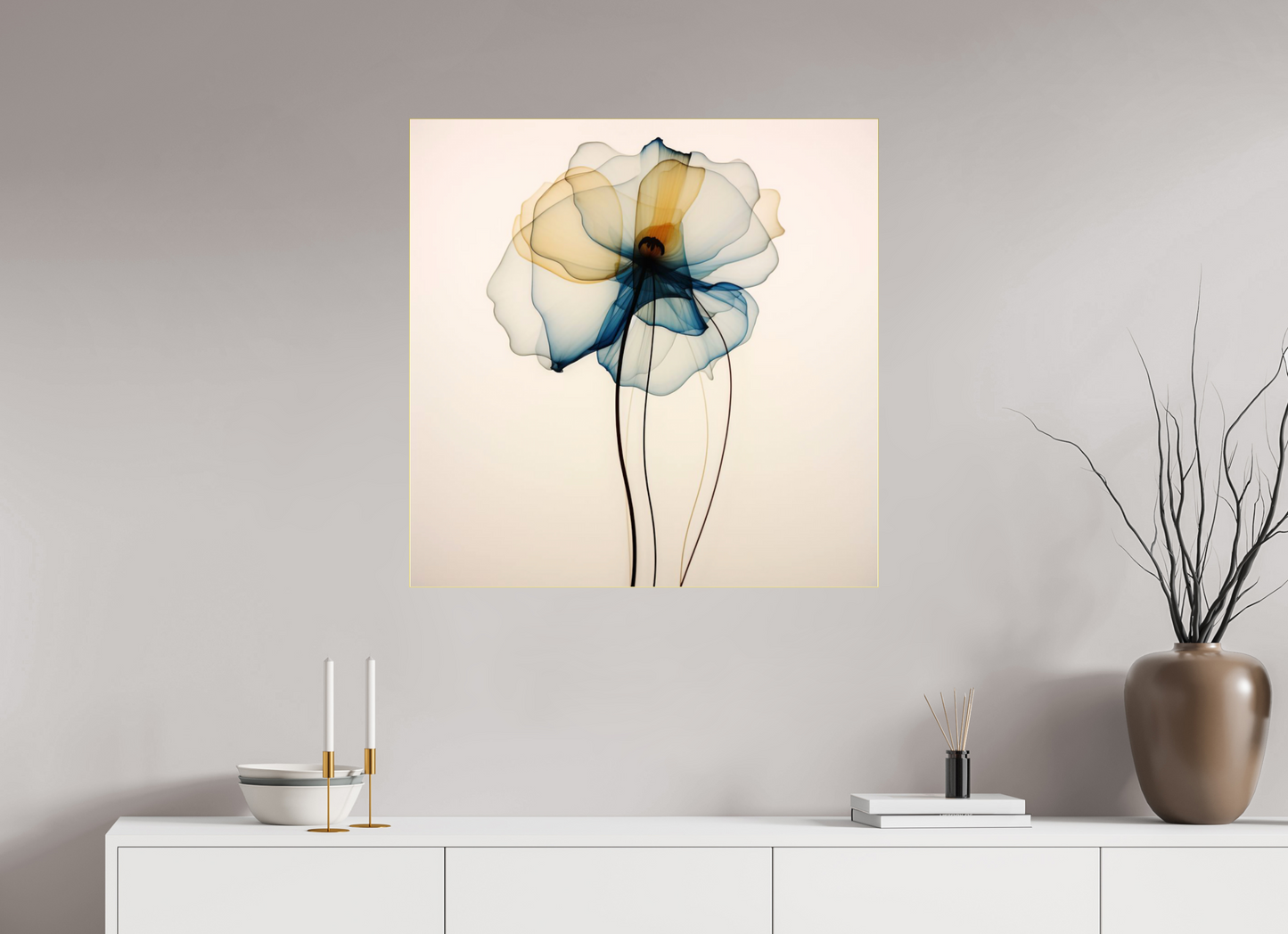 'Celestial Petal Dance' behind Plexiglass