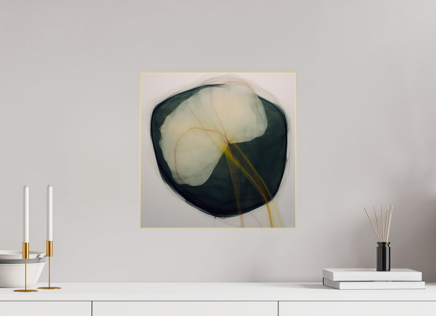 Lily with Yellow Stem behind Plexiglass