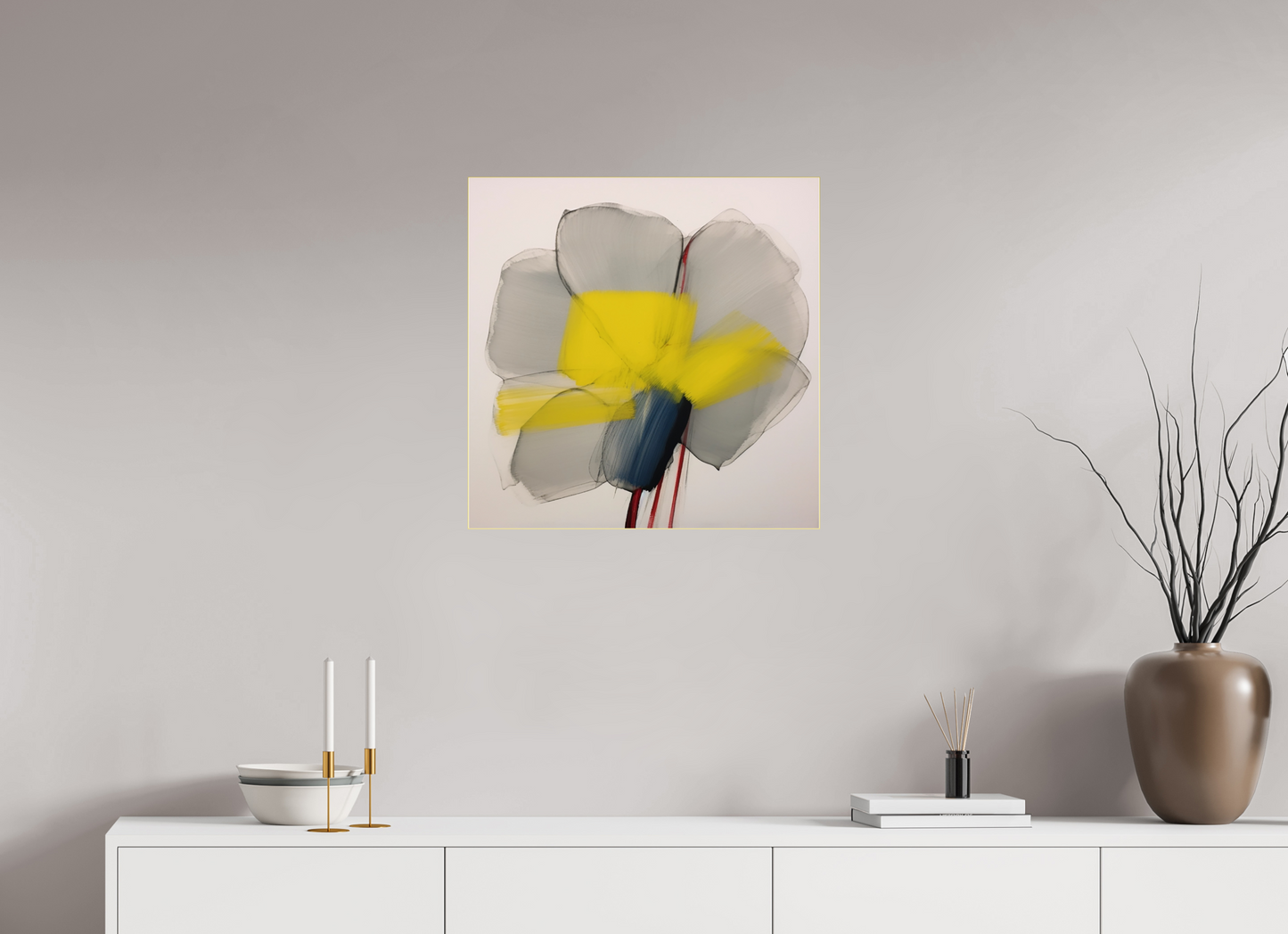 'Glimmer of Serene Petals' behind Plexiglass