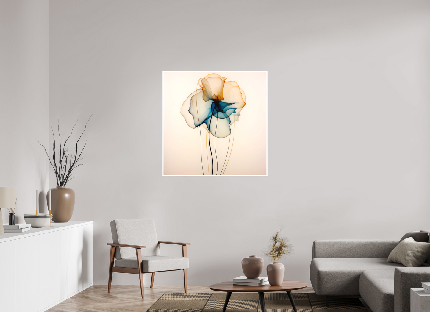 'Mirthful Azure and Ember Dance' Fine Art Print