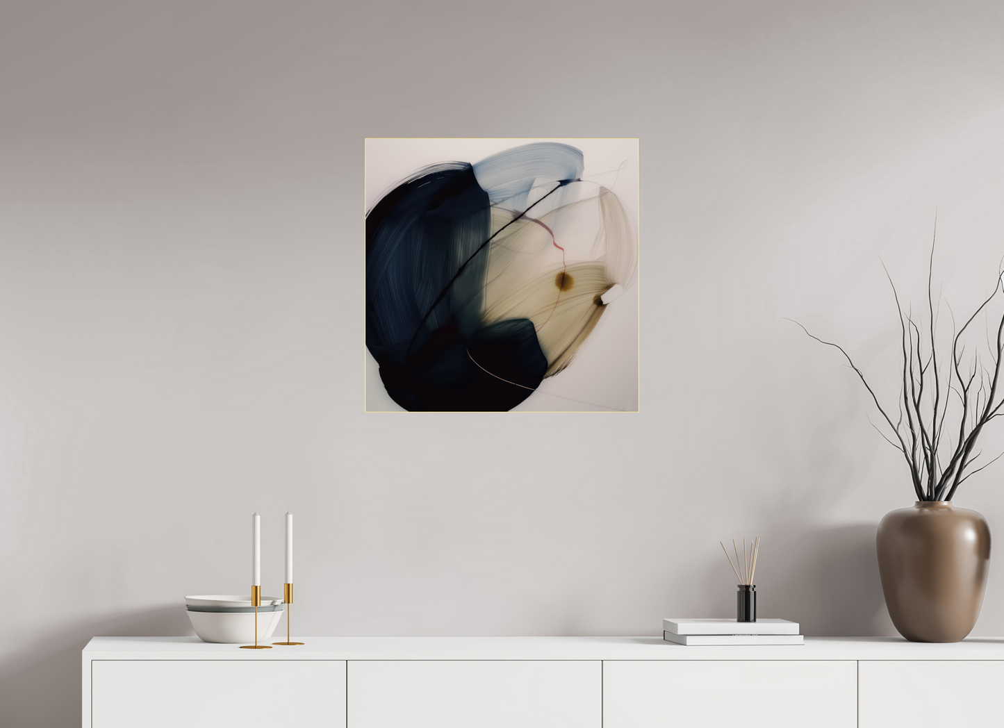 'Red Line in Bloom' behind Plexiglass