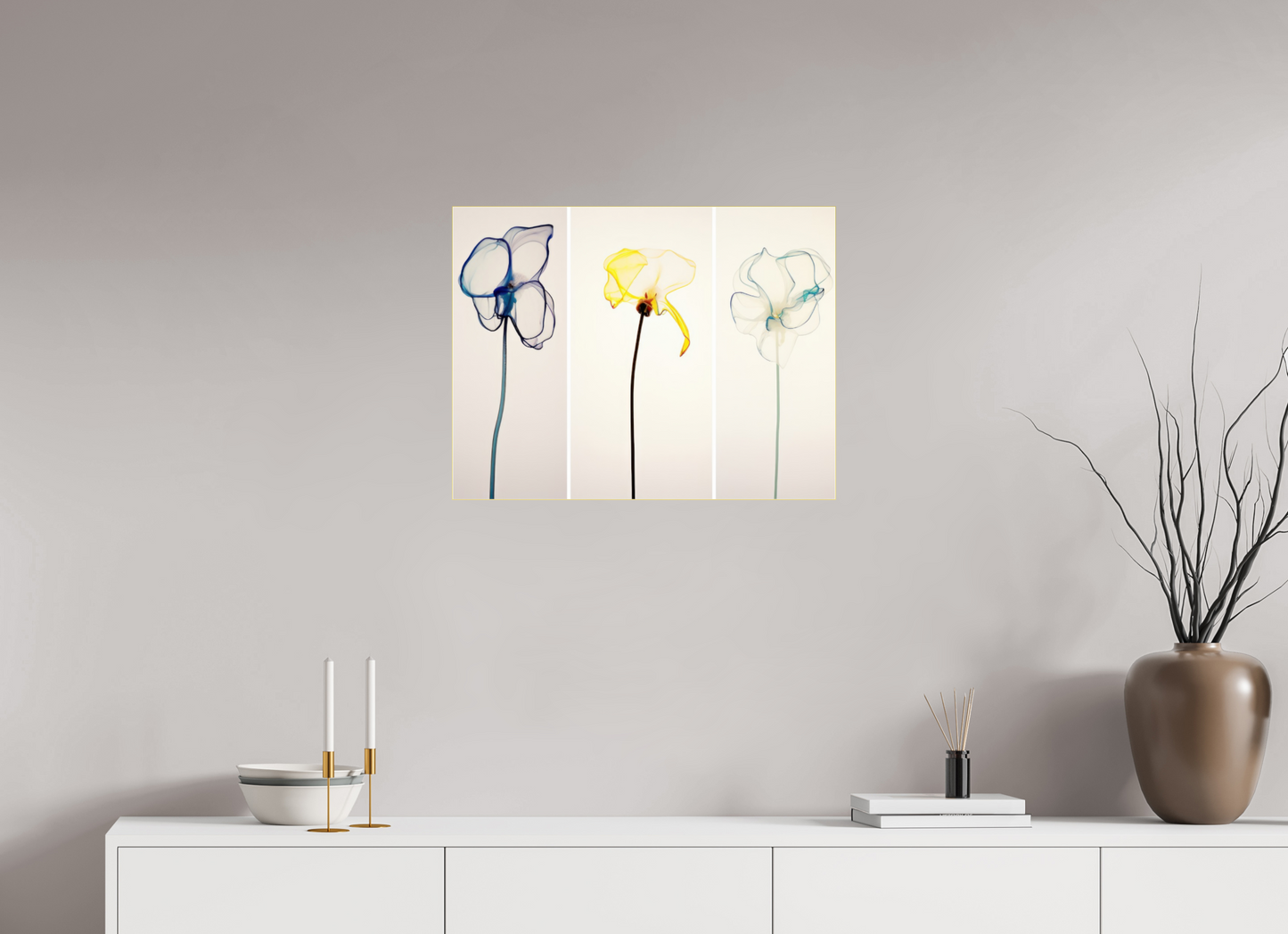 'Subtle Dance of Ethereal Blooms' behind Plexiglass