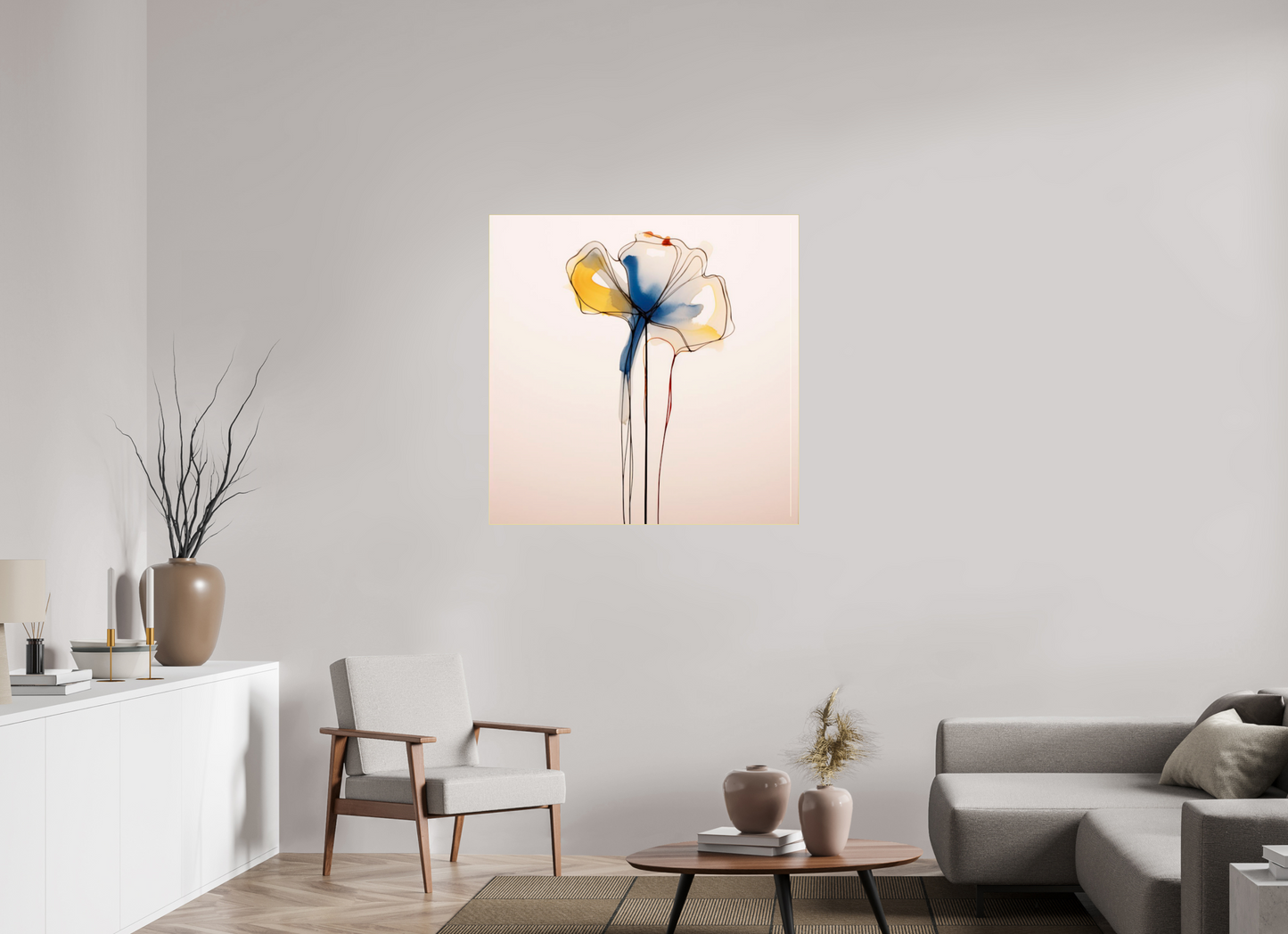 'Blue and Gold Petal Symphony' behind Plexiglass
