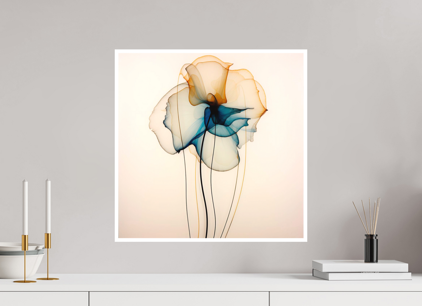 'Mirthful Azure and Ember Dance' Fine Art Print
