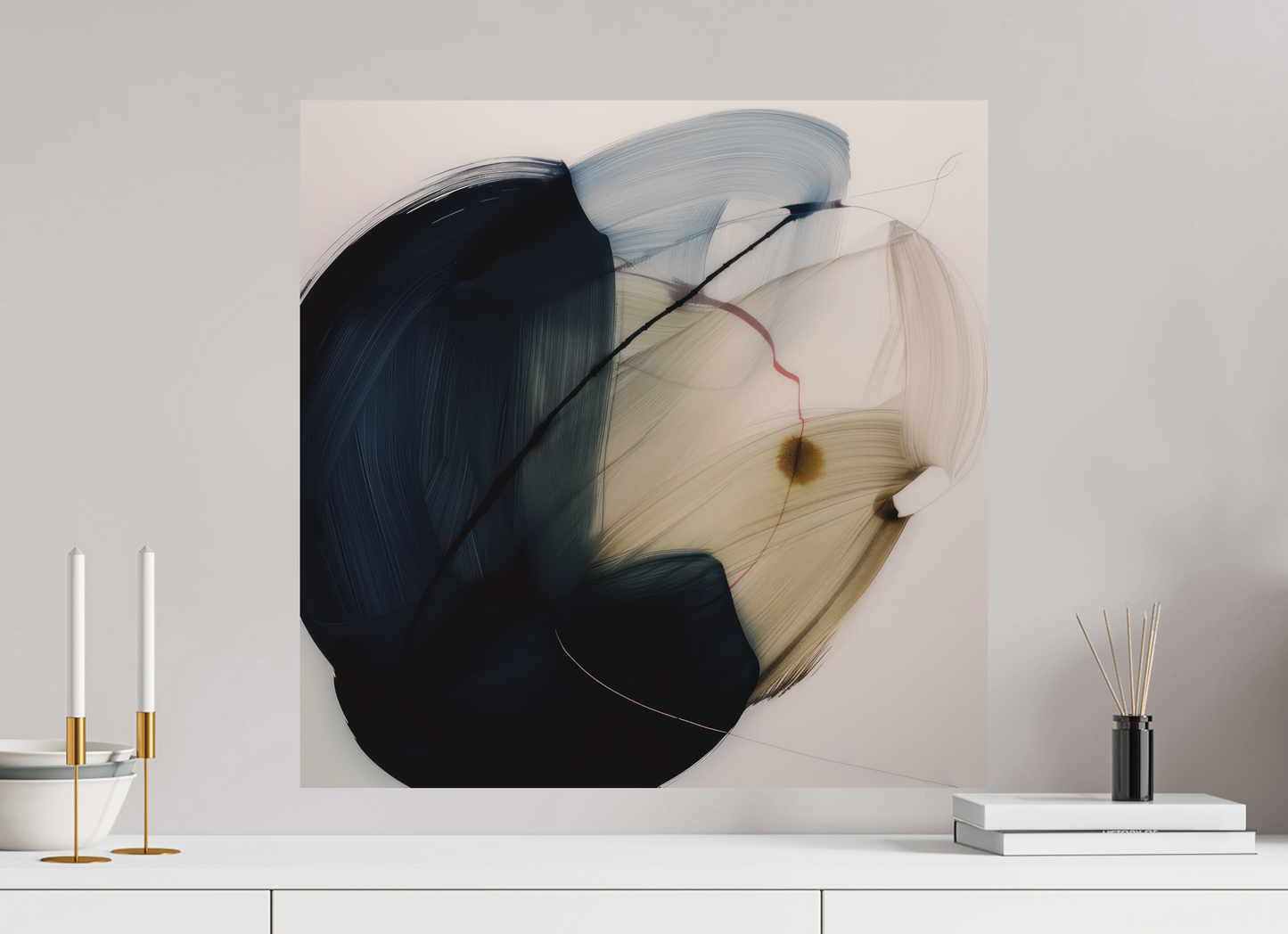 'Red Line in Bloom' printed on Aluminium