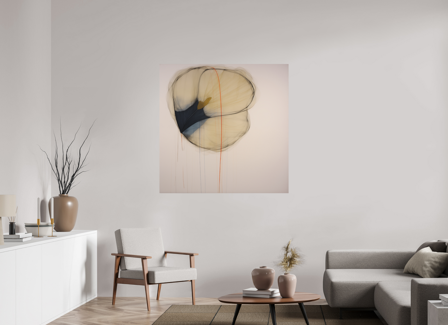 Golden Flower with Red Line printed directly on aluminium