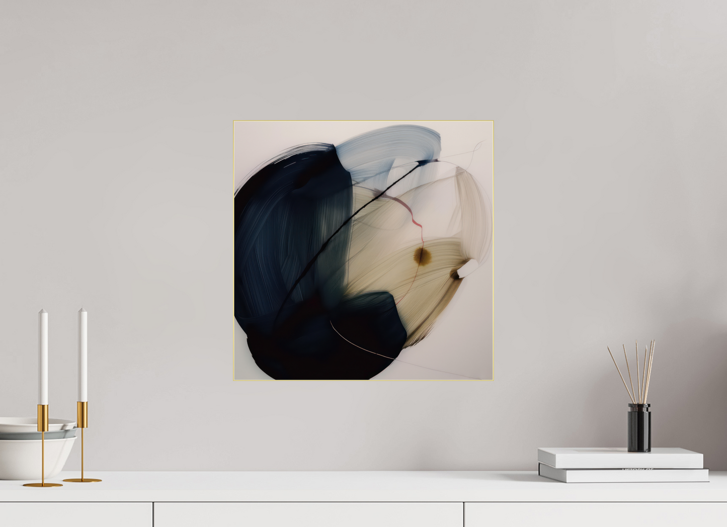 'Red Line in Bloom' behind Plexiglass