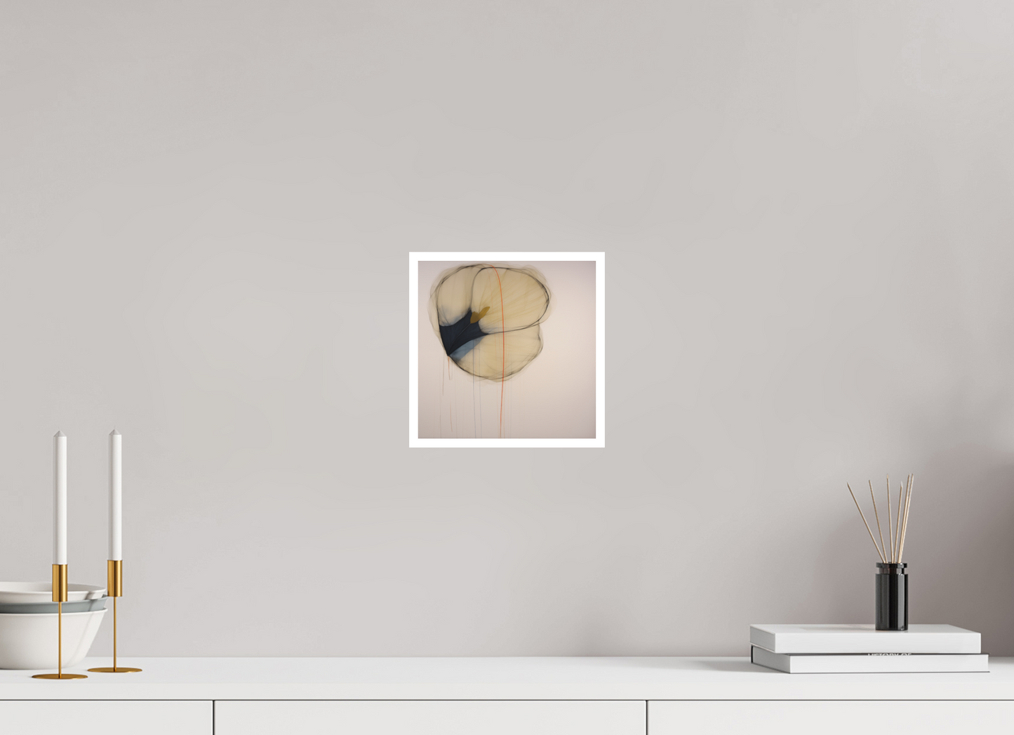 Golden Flower with Red Line Fine Art Print
