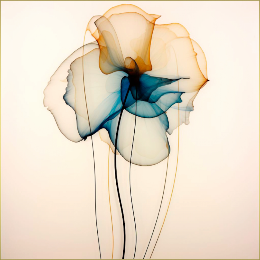 'Mirthful Azure and Ember Dance' behind Plexiglass