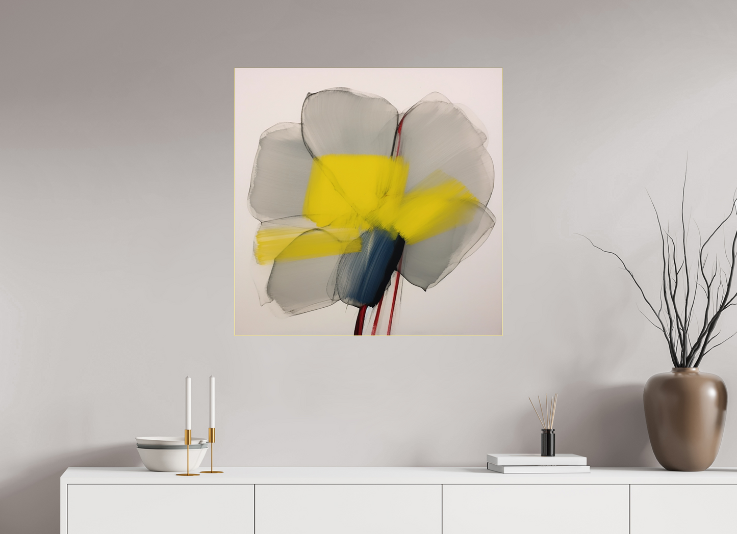'Glimmer of Serene Petals' behind Plexiglass