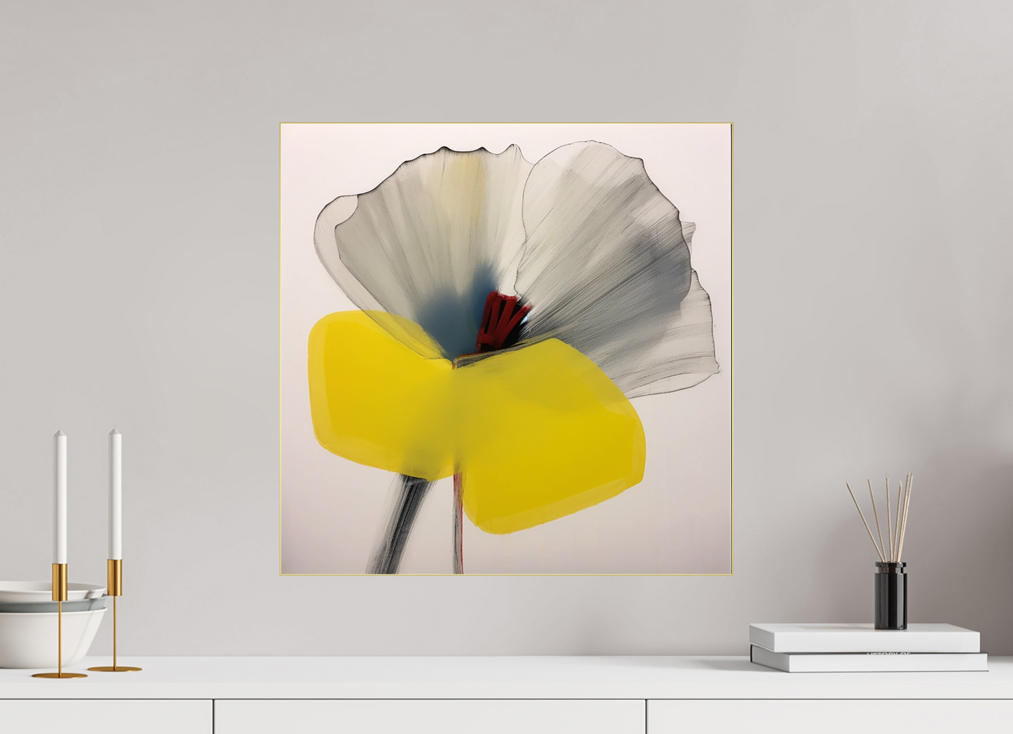 'Silent Petal Resonance' behind Plexiglass