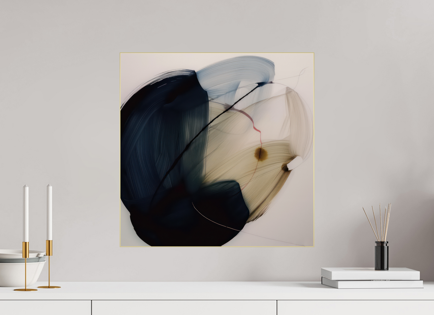 'Red Line in Bloom' behind Plexiglass