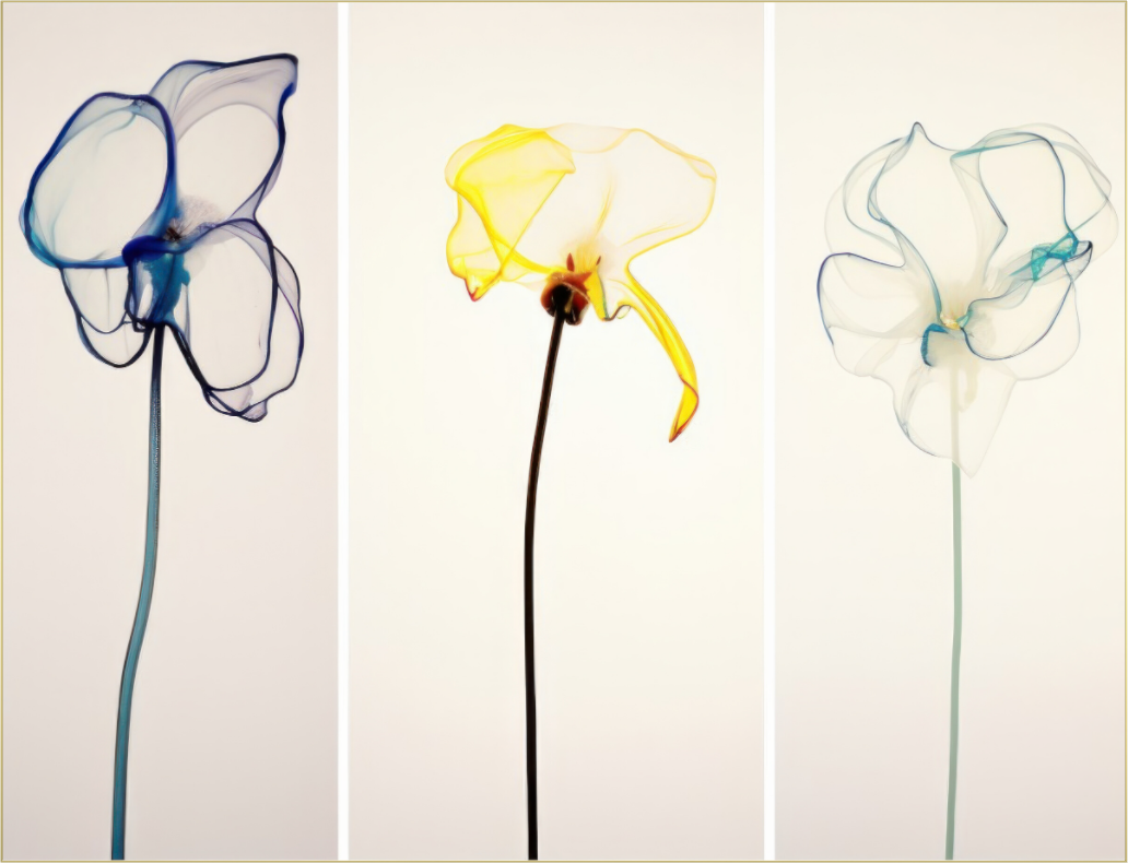 'Subtle Dance of Ethereal Blooms' behind Plexiglass