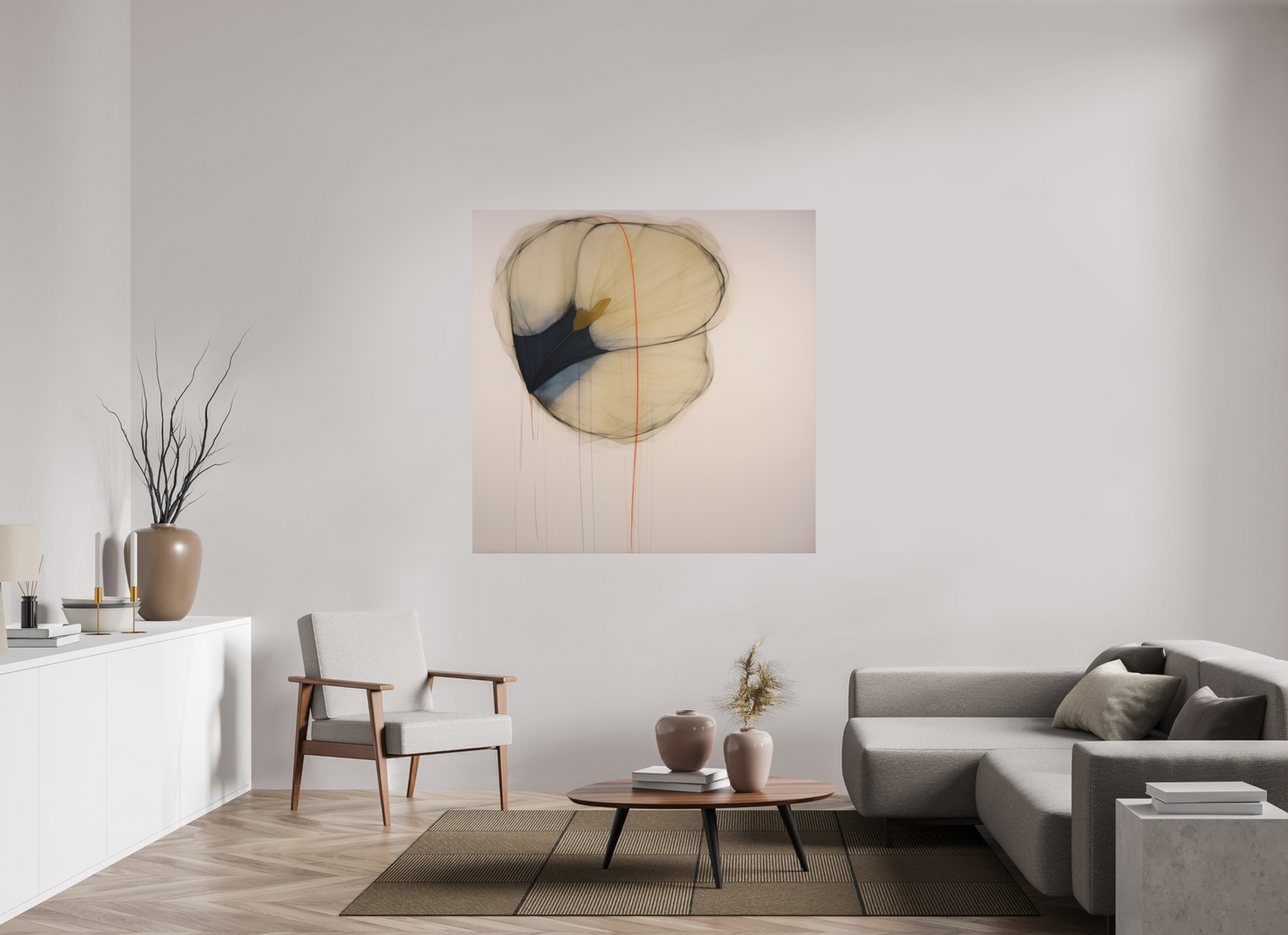Golden Flower with Red Line printed directly on aluminium