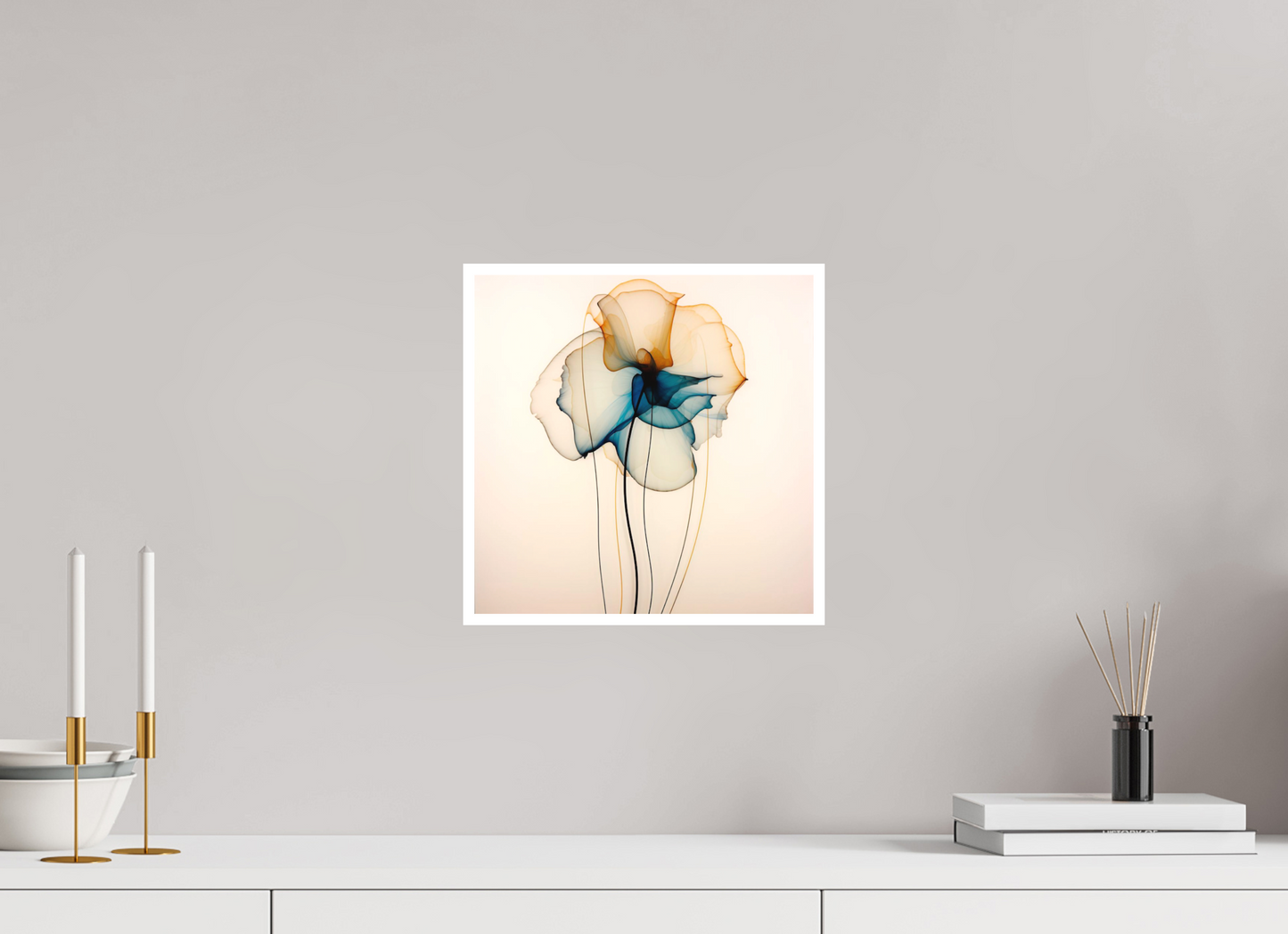 'Mirthful Azure and Ember Dance' Fine Art Print