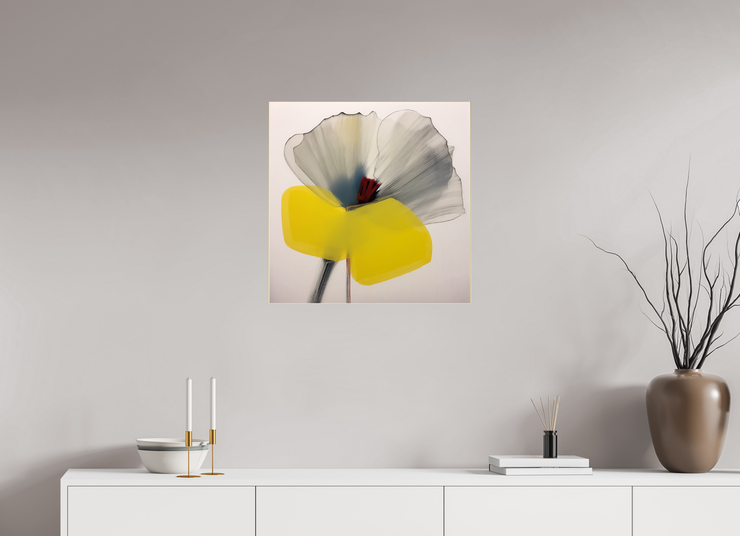 'Silent Petal Resonance' behind Plexiglass