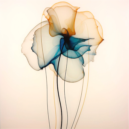 'Mirthful Azure and Ember Dance' printed on Aluminium