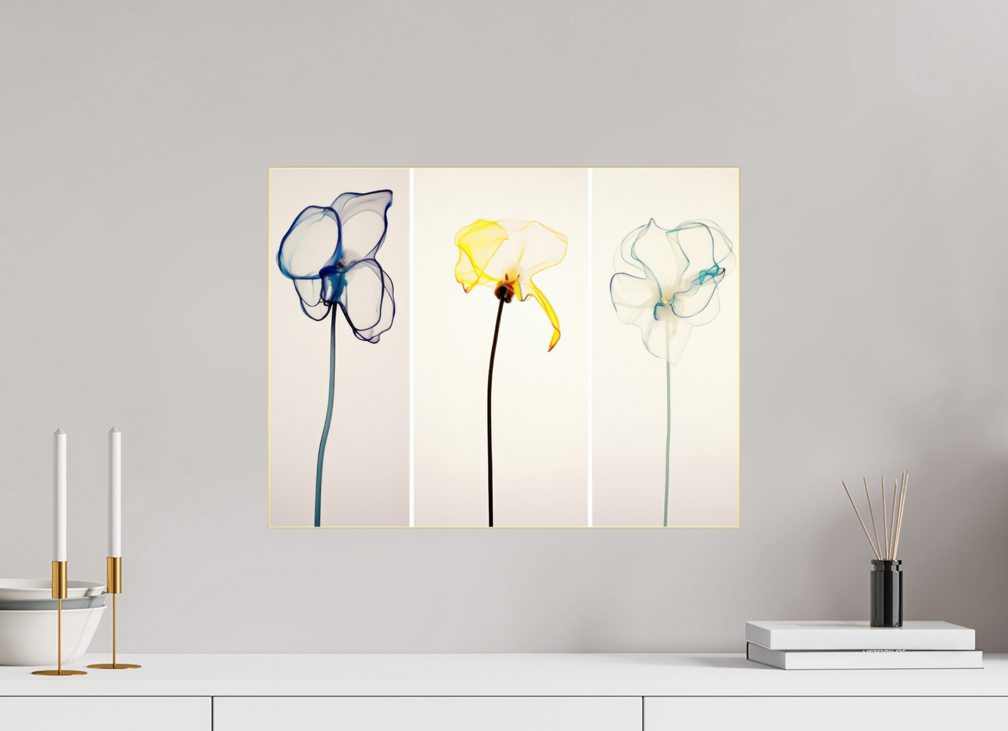 'Subtle Dance of Ethereal Blooms' behind Plexiglass