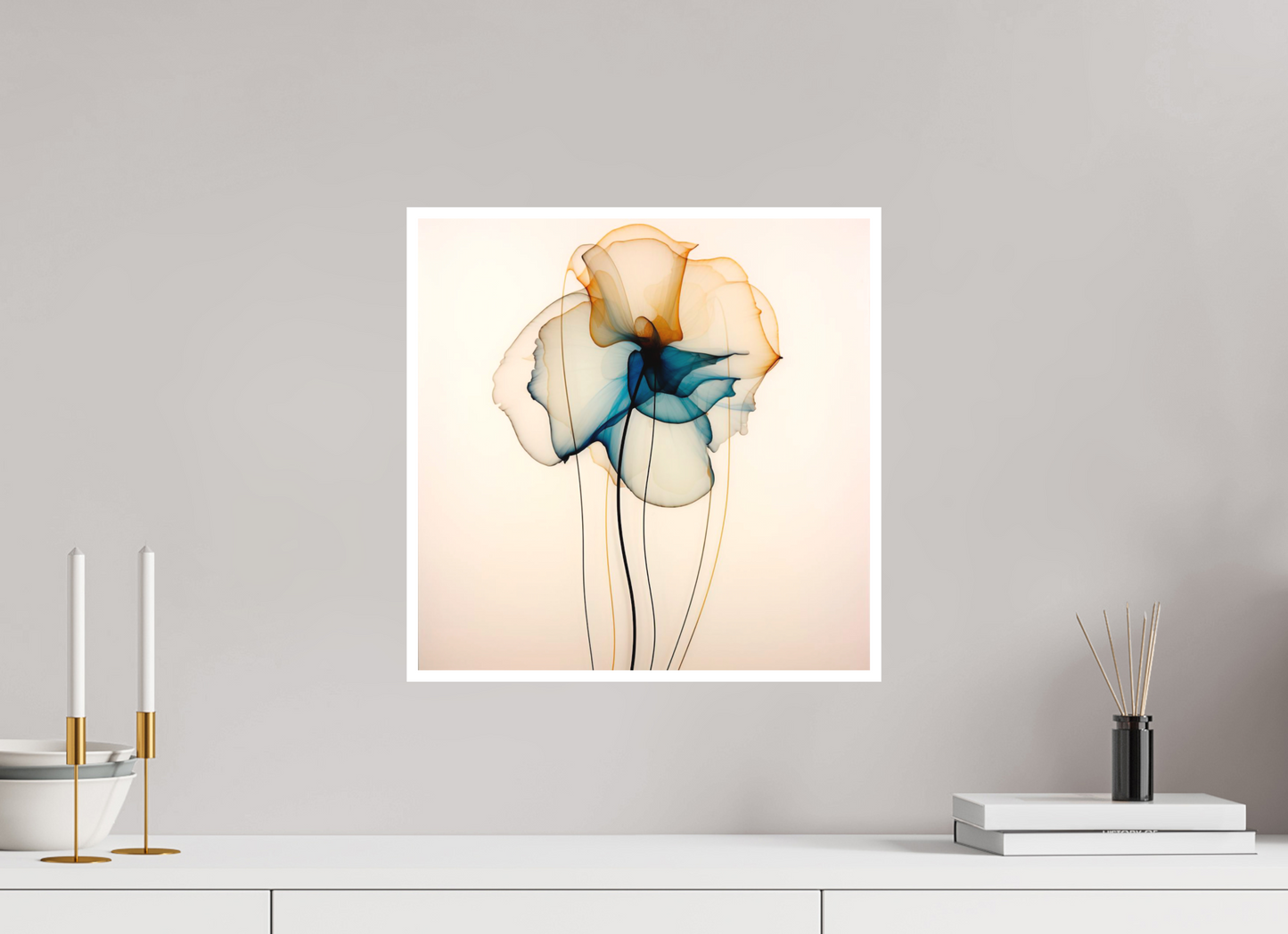 'Mirthful Azure and Ember Dance' Fine Art Print
