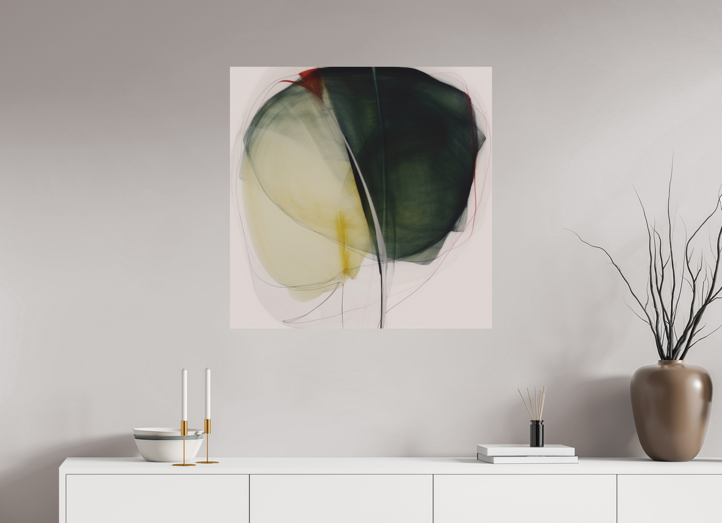 Green and White Lilly with Touch of Red printed on aluminium