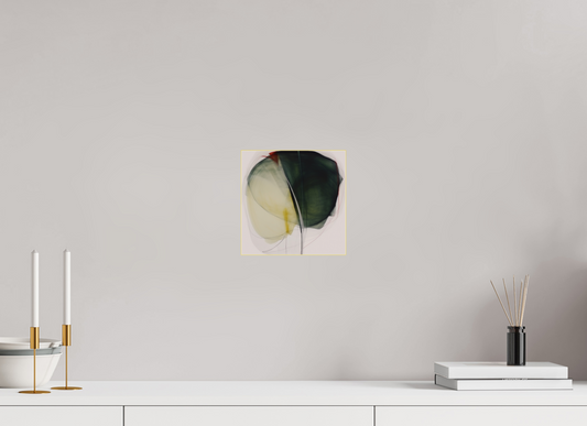 Green and White Lily with a touch of Red behind plexiglass