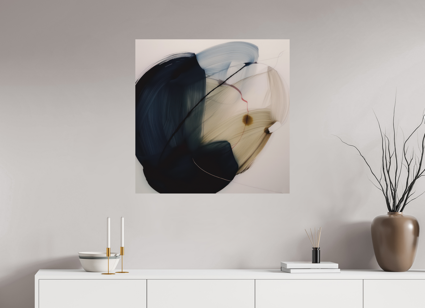 'Red Line in Bloom' printed on Aluminium
