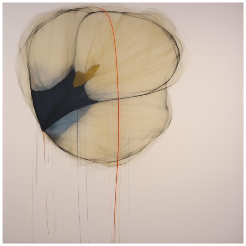 Golden Flower with Red Line Fine Art Print