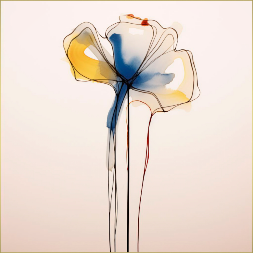 'Blue and Gold Petal Symphony' behind Plexiglass