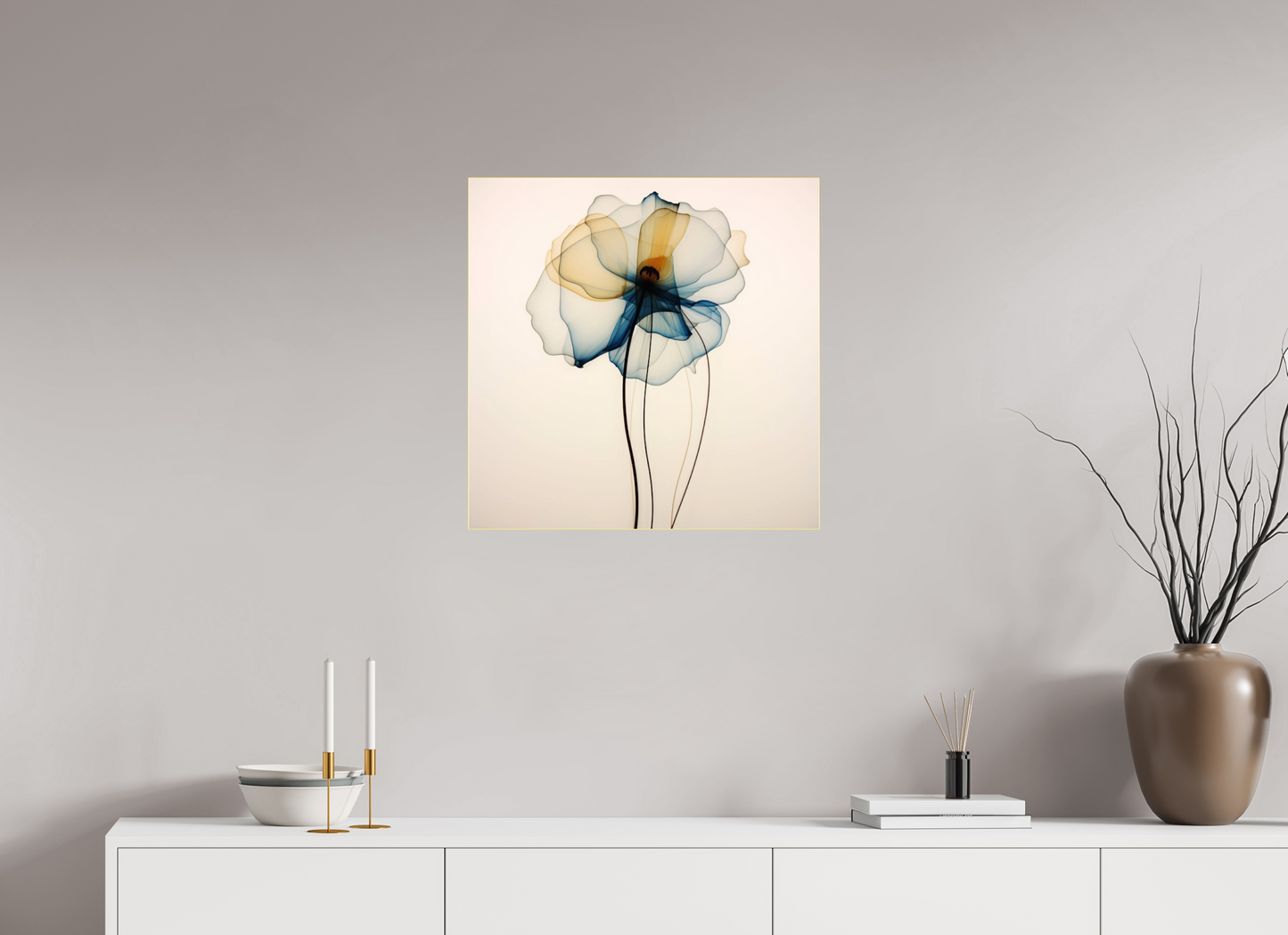 'Celestial Petal Dance' behind Plexiglass