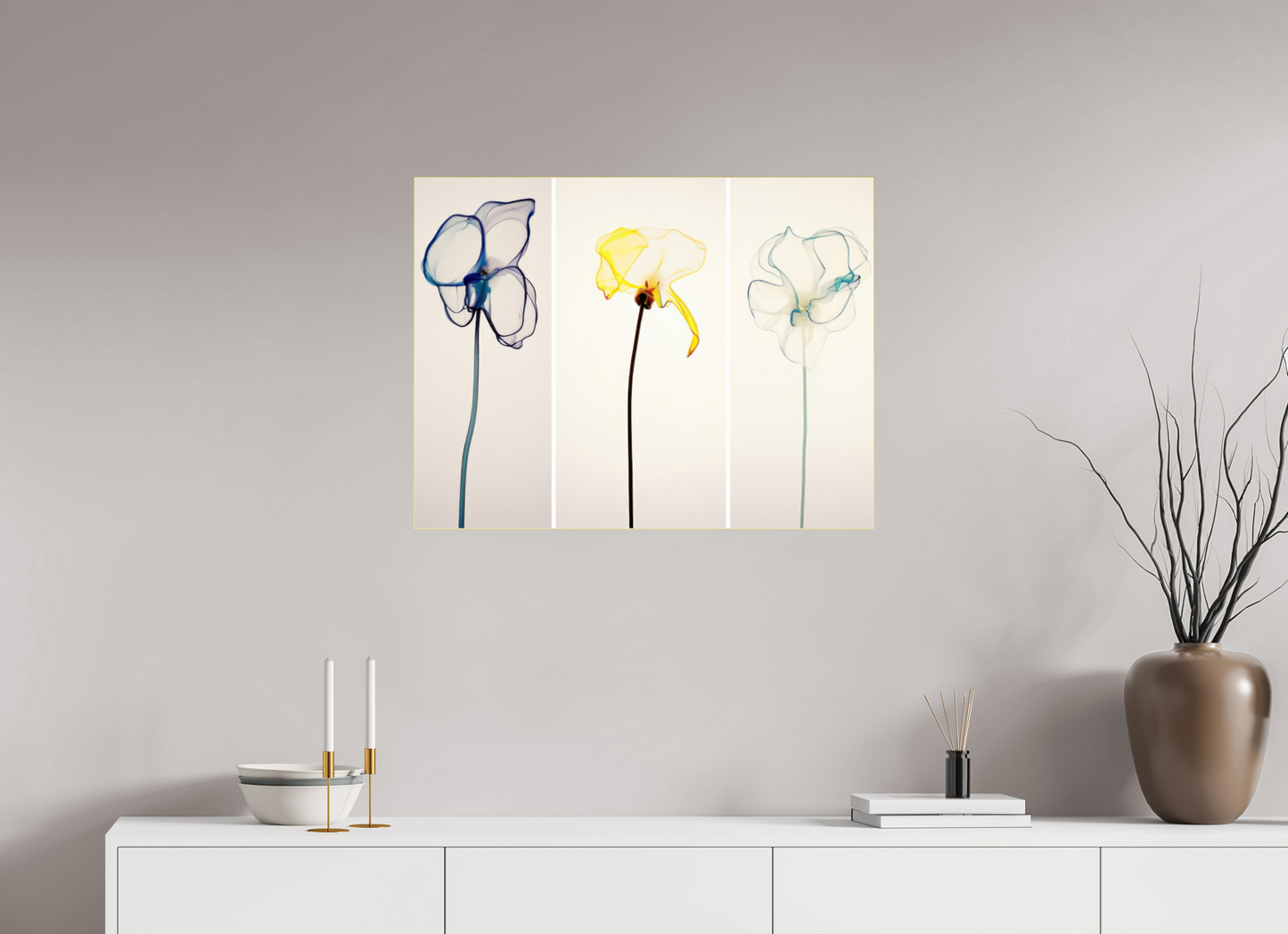 'Subtle Dance of Ethereal Blooms' behind Plexiglass