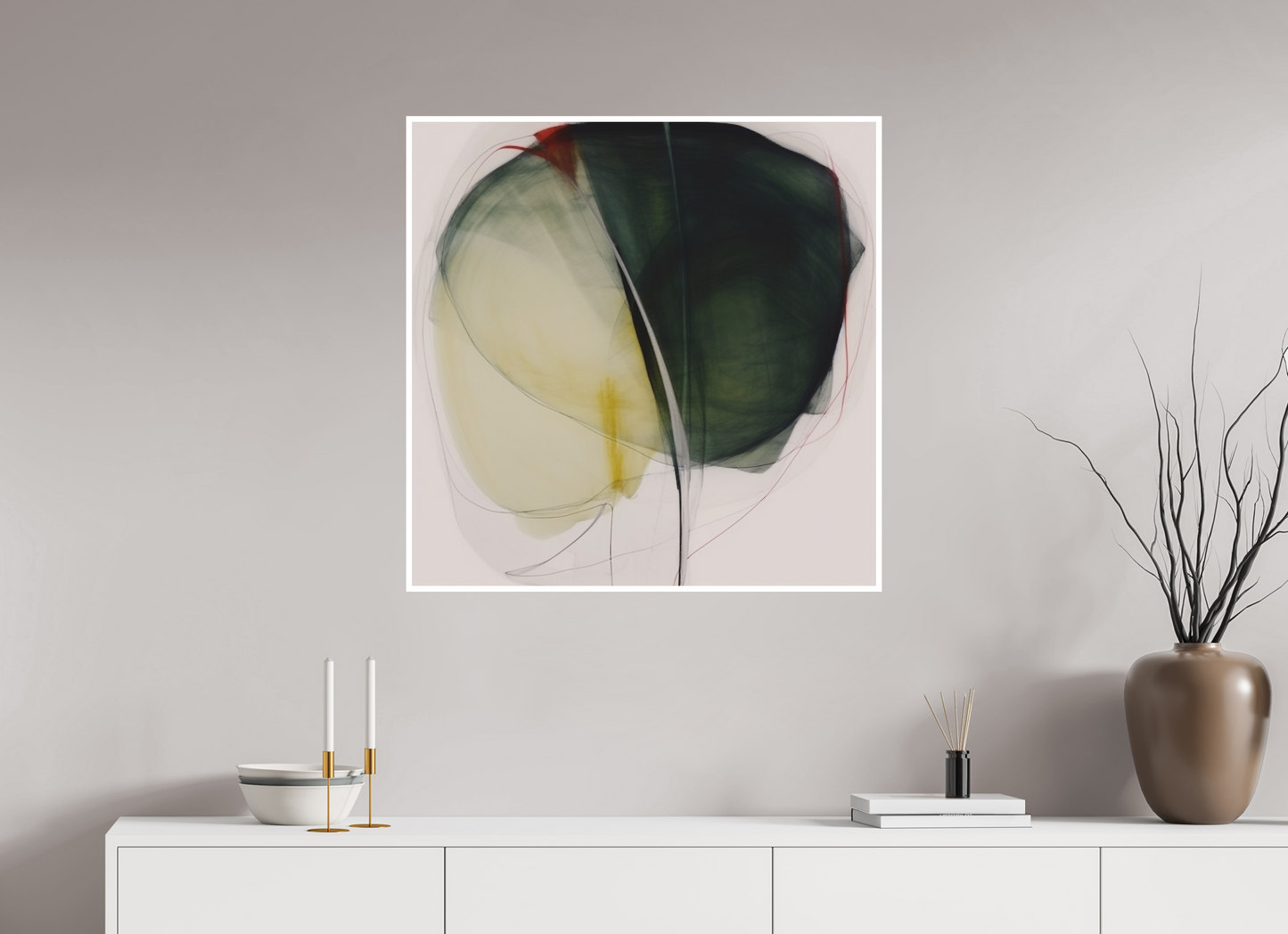 Green and White Lily with a touch of Red Fine Art Print