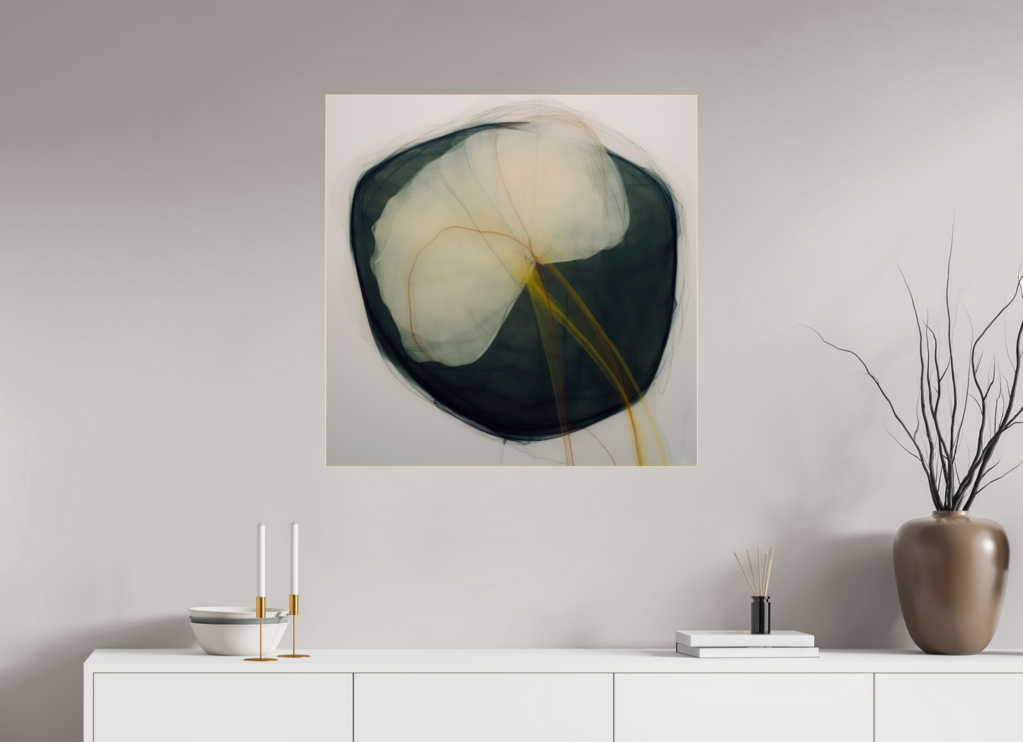 Lily with Yellow Stem behind Plexiglass
