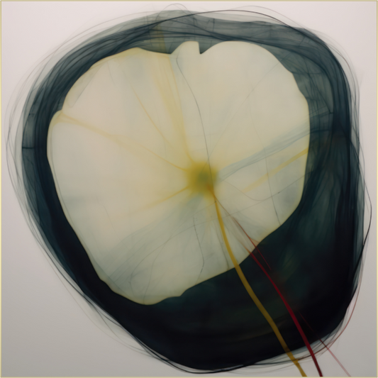 Lilly with Yellow and Red Stem behind plexiglass