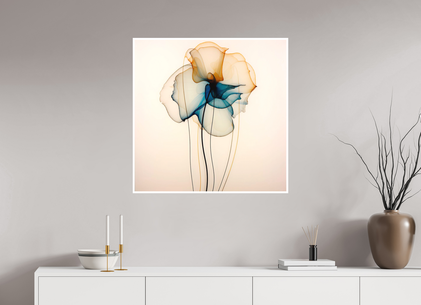 'Mirthful Azure and Ember Dance' Fine Art Print
