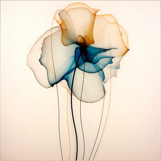 'Mirthful Azure and Ember Dance' behind Plexiglass