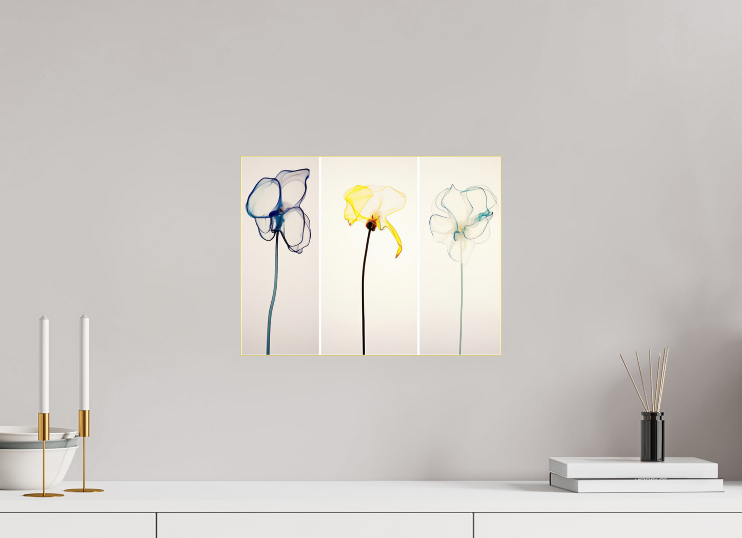 'Subtle Dance of Ethereal Blooms' behind Plexiglass