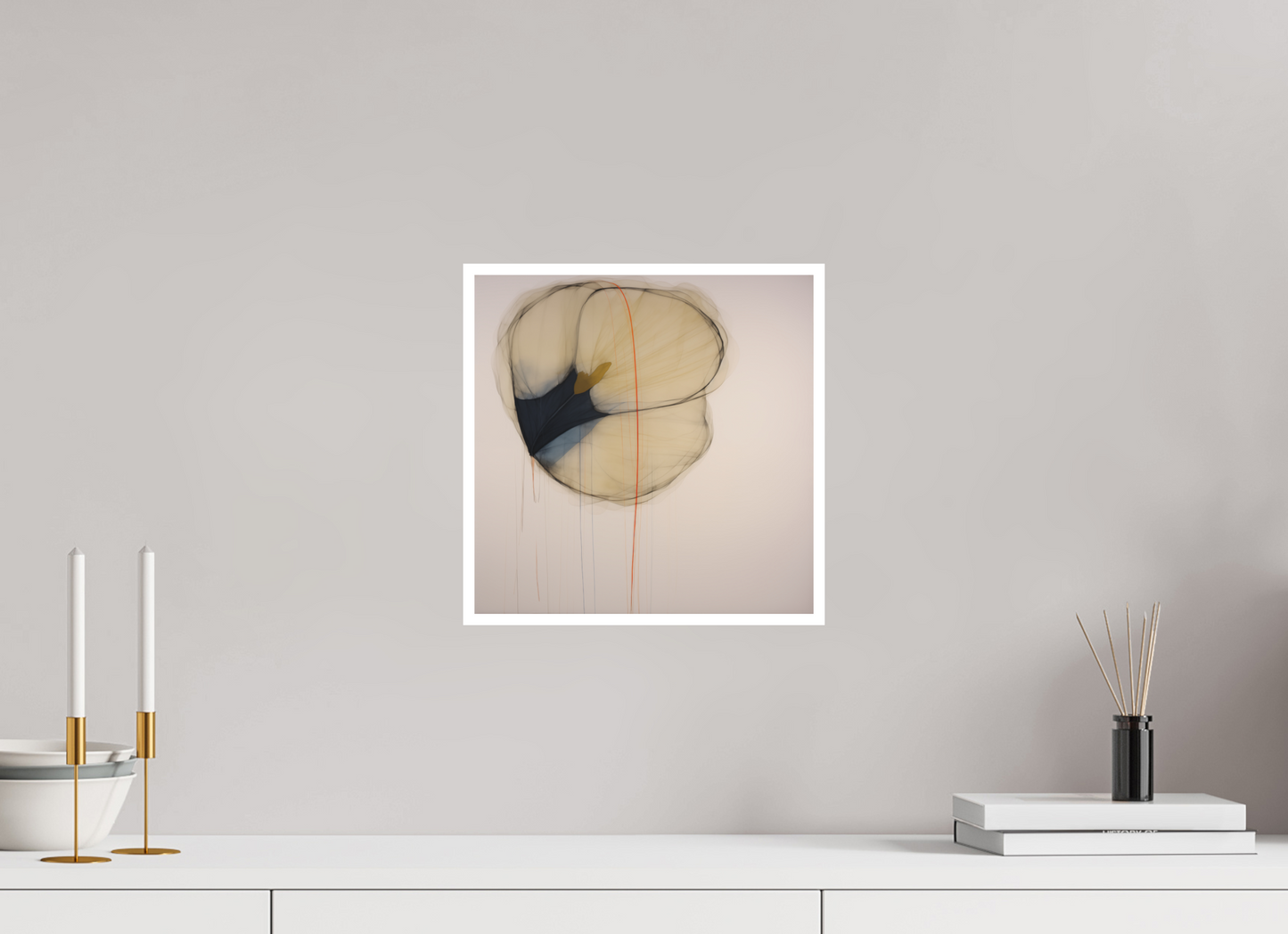 Golden Flower with Red Line Fine Art Print