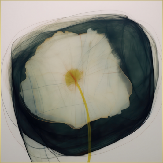 Lily with Yellow and Red Center behind plexiglass