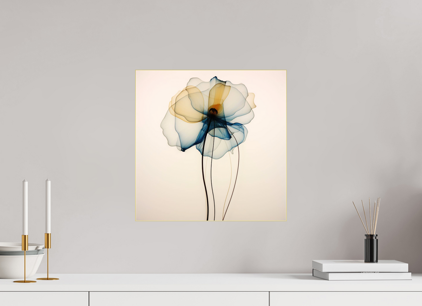 'Celestial Petal Dance' behind Plexiglass