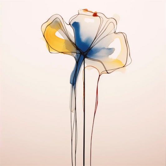'Blue and Gold Petal Symphony' printed on Aluminium