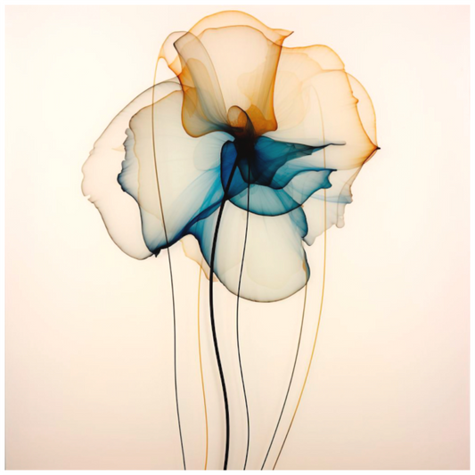 'Mirthful Azure and Ember Dance' Fine Art Print