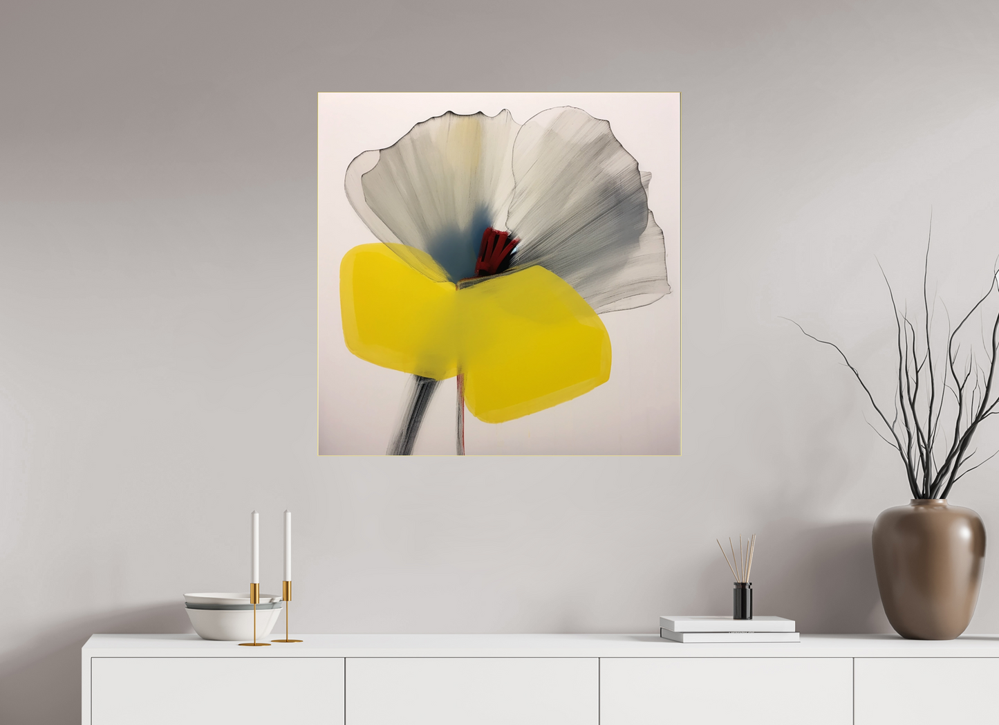 'Silent Petal Resonance' behind Plexiglass