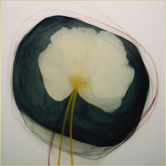 Lily with Yellow Center behind plexiglass