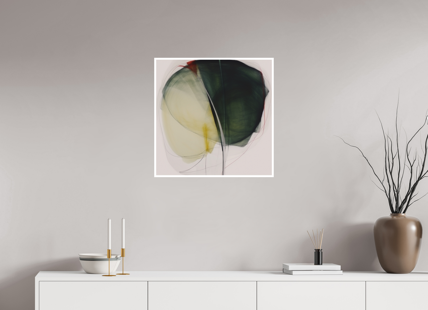 Green and White Lily with a touch of Red Fine Art Print