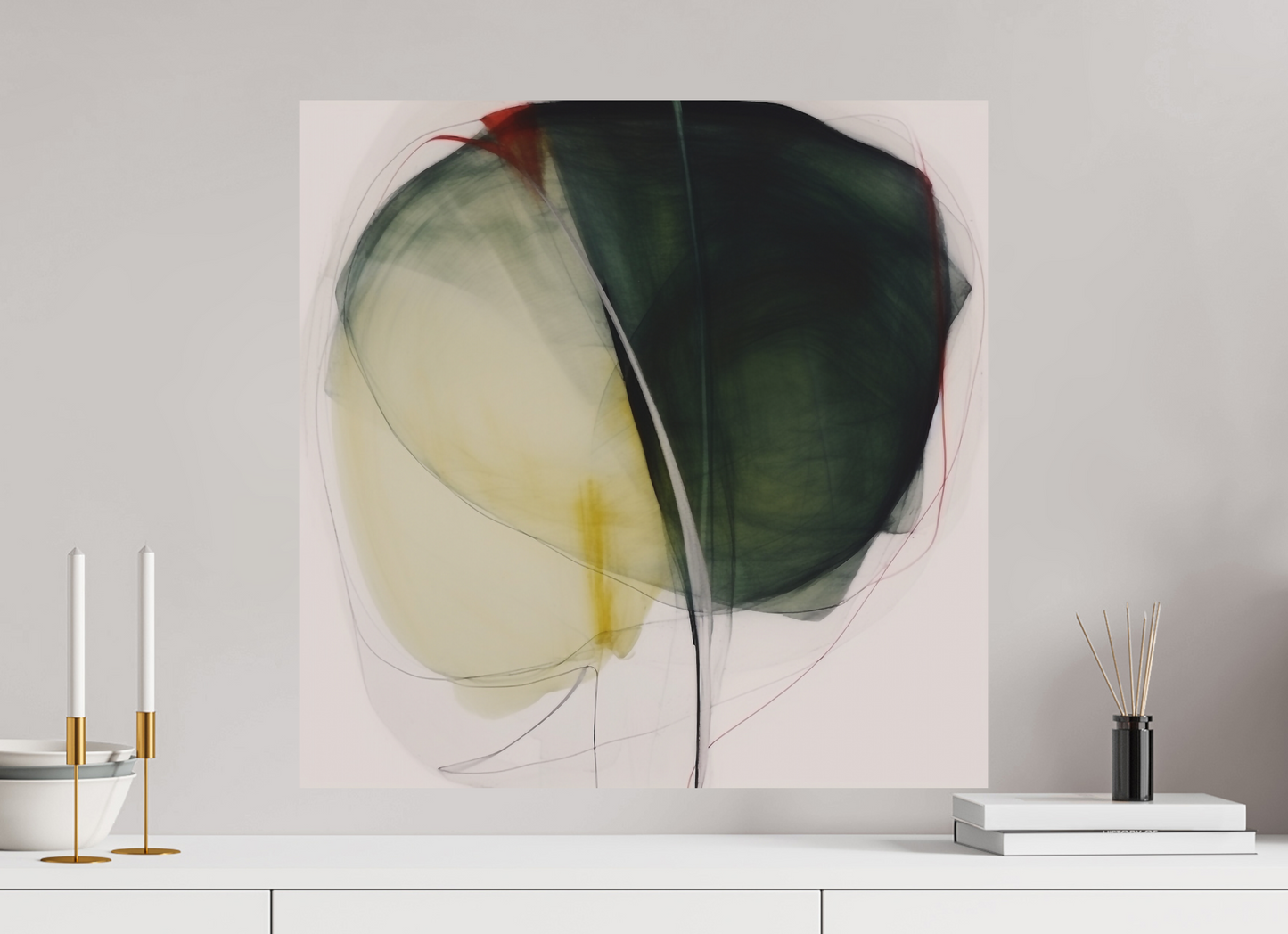 Green and White Lilly with Touch of Red printed on aluminium