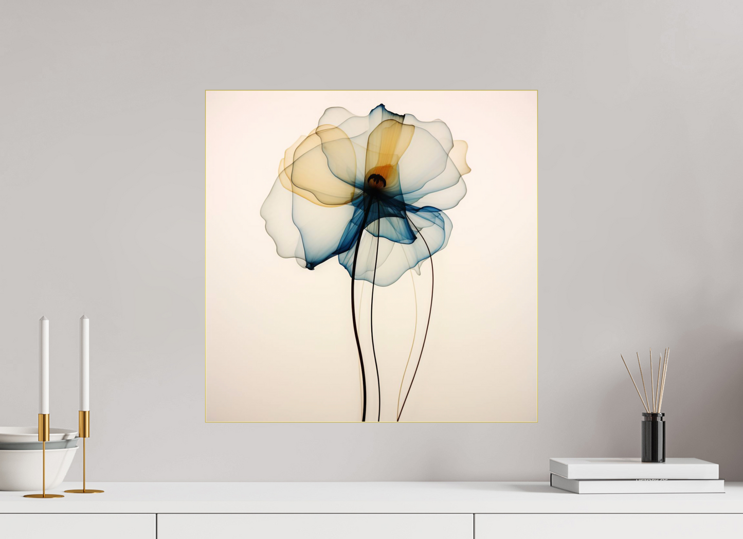 'Celestial Petal Dance' behind Plexiglass