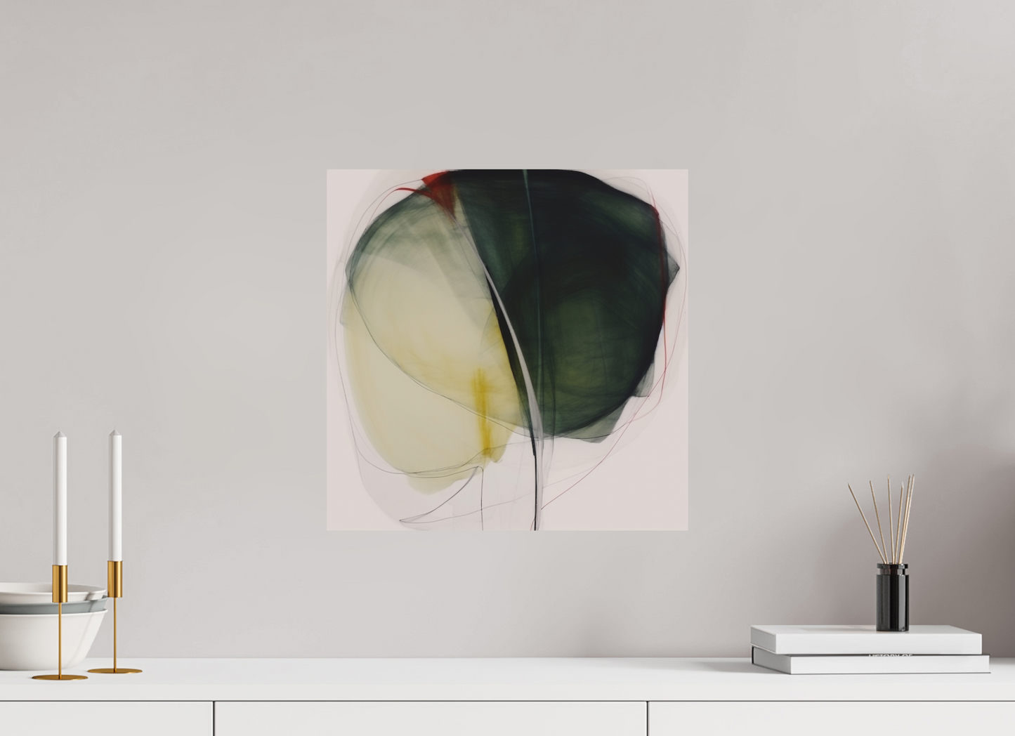 Green and White Lilly with Touch of Red printed on aluminium